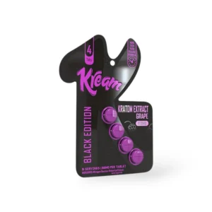 Kream Ohmz Black Edition Grape kratom extract chewable tablets, 200 mg per tablet