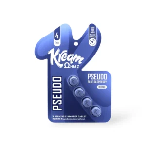 Kream Ohmz Pseudo Blue Raspberry chewable tablets, 80 mg per tablet
